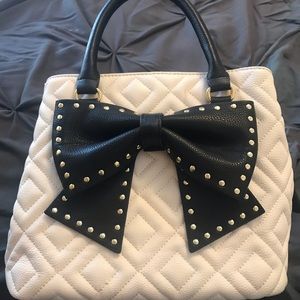 Betsey Johnson Studded bow dome satchel
